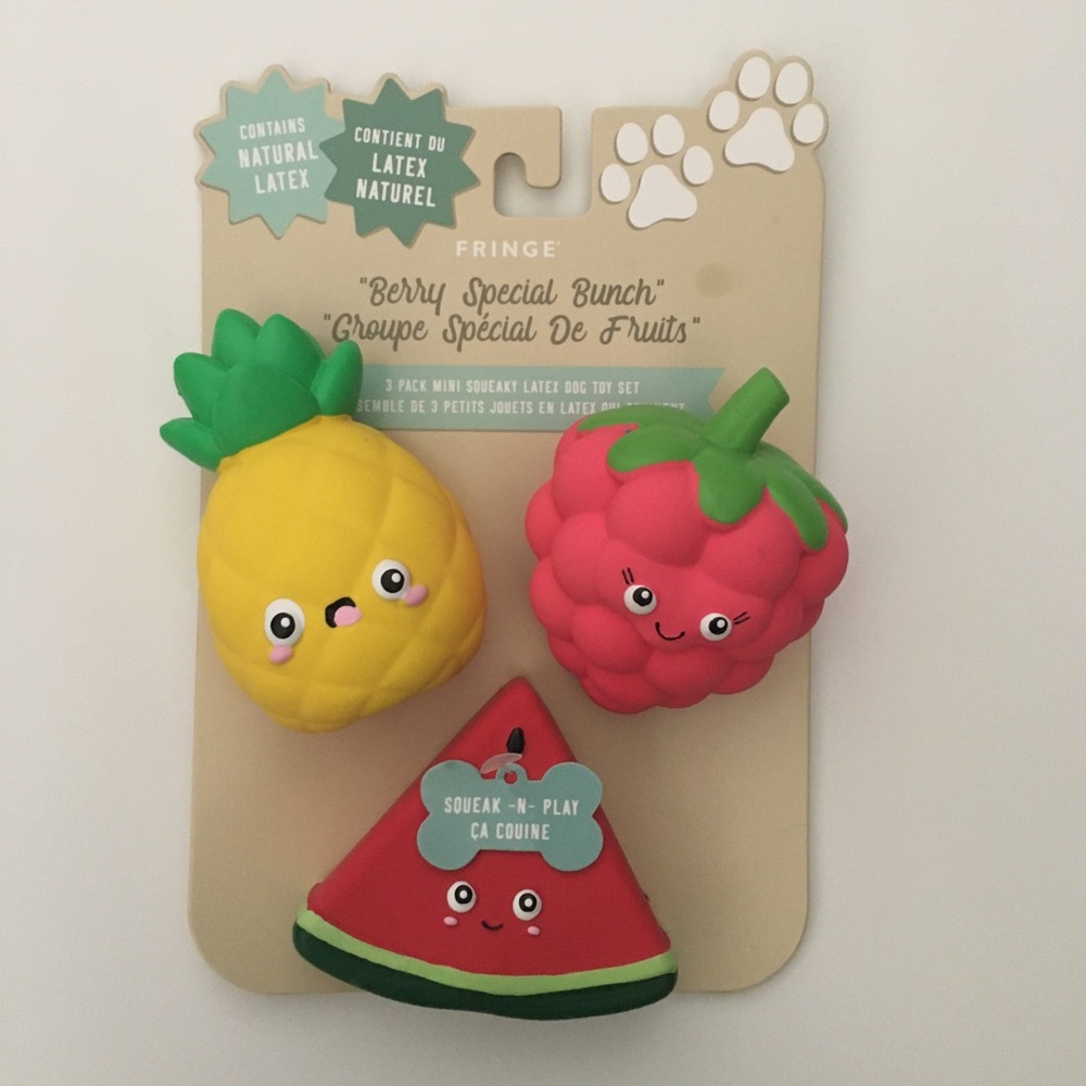 Dog Toys 3 Squeaky Latex “Berry Special Bunch” Fetch and Play NEW | Fringe